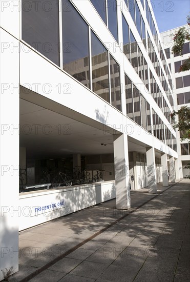 Modern architecture insurance company offices in the Tricentre development in central Swindon, England, UK