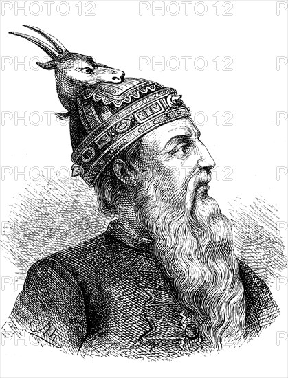 Georg Kastriota, Skanderbeg, 6 May 1405, 17 January 1468, prince from the Albanian noble family of the Kastrioti and military commander, who served the Ottoman Empire from 1423 to 1443, the Republic of Venice from 1443 to 1447 and the Kingdom of Naples from 1451 until his death, Historical, digital reproduction of an original from the 19th century