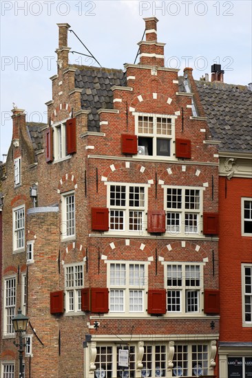 Historic gabled houses in the historic centre of Delft, Delft, Zuid-Holland, South Holland, Netherlands