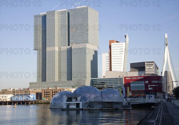 De Rotterdam building designed by architect Rem Koolhaas as a vertical city nears completion in August 2013 at Wilhelminapier, Rotterdam, Netherlands