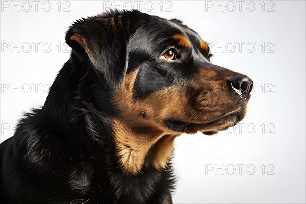 Rottweiler dog portrait, isolated on white background, ai generated, AI generated