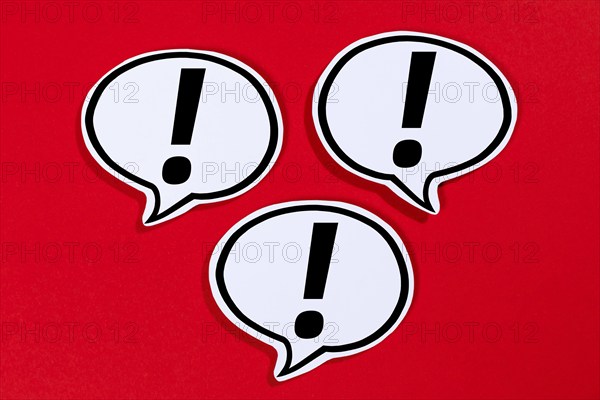 Exclamation mark Attention Symbol Caution Important Danger in speech bubbles Information Communication Concept Talking