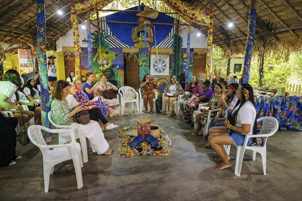 Svenja Schulze (SPD), Federal Minister for Economic Cooperation and Development, at a meeting with representatives of indigenous and traditional peoples. Here during a round of talks. Alter do Chao, 20.07.2024. Photographed on behalf of the Federal Ministry for Economic Cooperation and Development