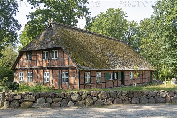 Heidemuseum Dat ole Huus, Low German hall house, Wilsede, Bispingen, Lüneburg Heath, Lower Saxony, Germany, Europe