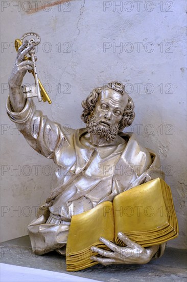 St Peter with key, Collegiate Church of St Peter and Paul, Niederzell, UNESCO World Heritage Site, Reichenau Island on Lake Constance, Baden-Württemberg, Germany, Europe