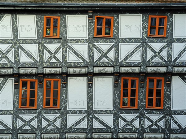 Half-timbered house in the old town centre of Bad Langensalza. Thuringia, Germany, Europe
