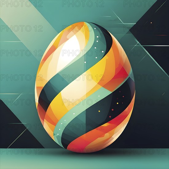 Abstract Easter egg design with geometric patterns, bold colors, and a mix of textures, creating a modern and dynamic look, AI generated
