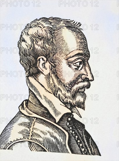 Remy Belleau 1528, 1577, French poet of the Renaissance. From Science and Literature in The Middle Ages by Paul Lacroix, published in London 1878, Historical, digitally restored reproduction from a 19th century original, Record date not stated