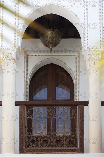 Balcony in Riad, Column, Traditional, Window, Room, Decorated, Ornament, Lamp, Decoration, Art, Construction, Building, House, Architecture, Oriental, Arabic, Orient, Marrakech, Morocco, Africa