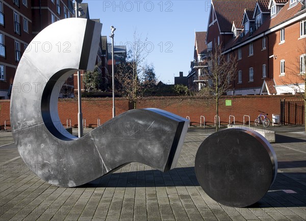 The Question Mark sculpture by Ben Langlands and Nikki Bell created in 2011, University Campus Suffolk, Ipswich, Suffolk, England, United Kingdom, Europe