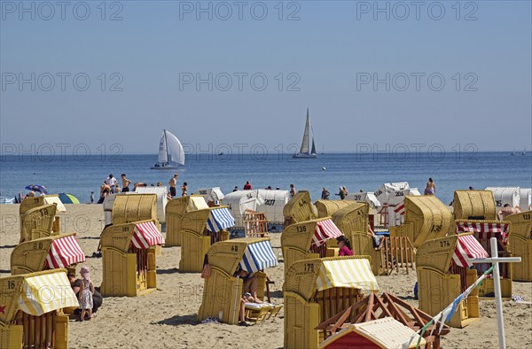 Europe, Germany, Schleswig Holstein, Baltic Sea, Lübeck-Travemünde, beach, beach chairs, Hamburg, Hamburg, Federal Republic of Germany, Europe