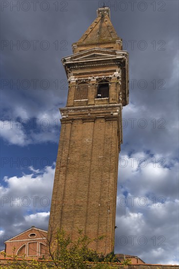 Leaning tower of the church of St Martin Vescovo, 16th century, Burano, Venice, Veneto, Italy, Europe