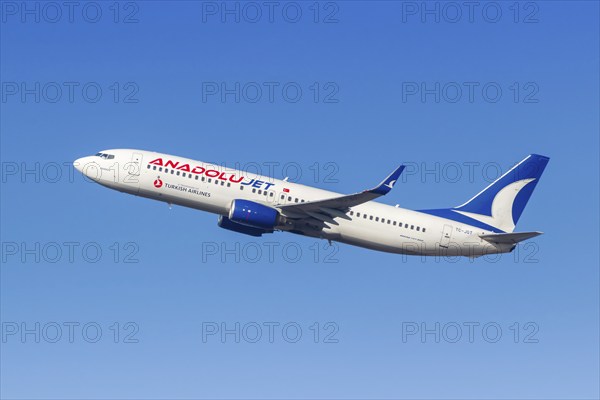 A Boeing 737-800 aircraft of Anadolujet with the registration TC-JGT at the airport in Munich, Germany, Europe