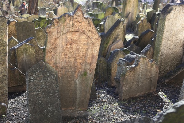The Old Jewish Cemetery in the Josefov district is one of the most historically significant Jewish cemeteries in Europe. It contains over 12, 000 gravestones and presumably the remains of 100, 000 people, Prague, Czech Republic, Europe