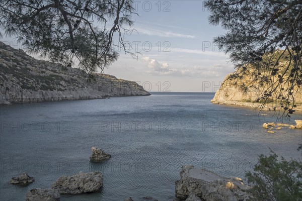 View of Anthony Quinn Bay, Faliraki, Rhodes, Dodecanese, Greece, Europe