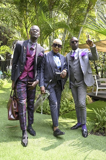 Sapeurs, members of the Société des Ambianceurs et des Personnes élégantes (SAPE), society of entertainers and stylish people, Brazzaville, Republic of Congo