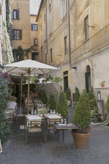 Small street restaurant in the historic centre of Rome, Italy, Europe