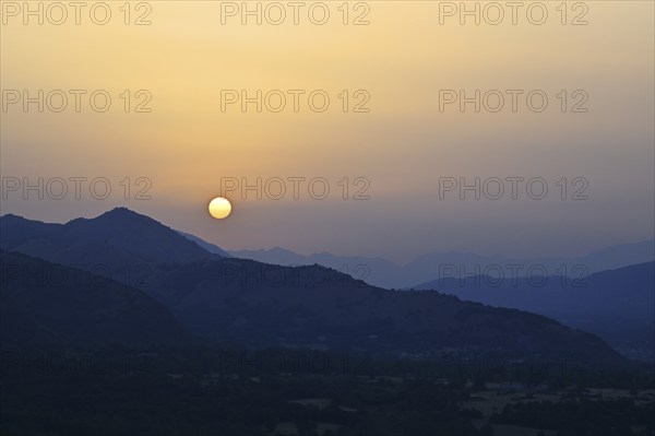 Sunset view of mountains, Sepino, Molise, Italy, Europe
