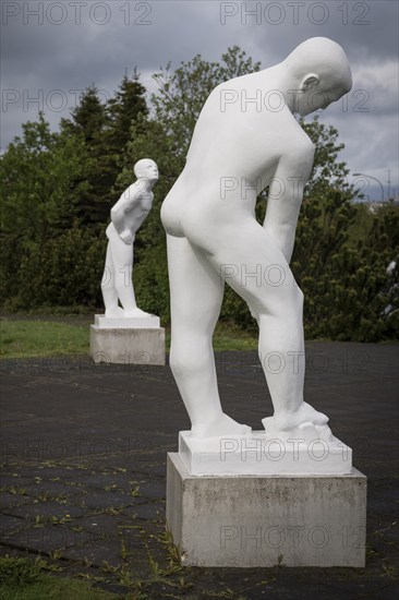 Sculptures by sculptor Ásmundur Sveinsson in front of Museum Ásmundarsafn, Reykjavík, Iceland, Europe