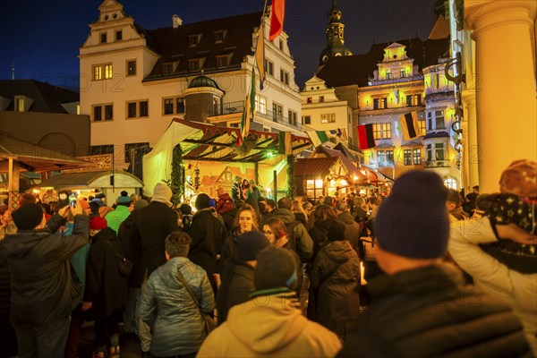 Historic Christmas Market in the Stable Courtyard of the Royal Palace, Dresden, Saxony, Germany, Europe