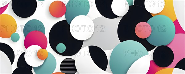 Minimalist illustration featuring abstract shapes in neon colors to convey fun and ease, AI generated