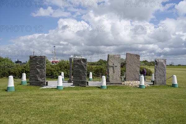 Memorial Sea View, burials at sea, Norddeich, East Frisia, Lower Saxony, Germany, Europe