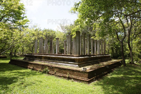 Ancient temple stelae in the holy city of Anuradhapura, North Central Province, Sri Lanka, Asia