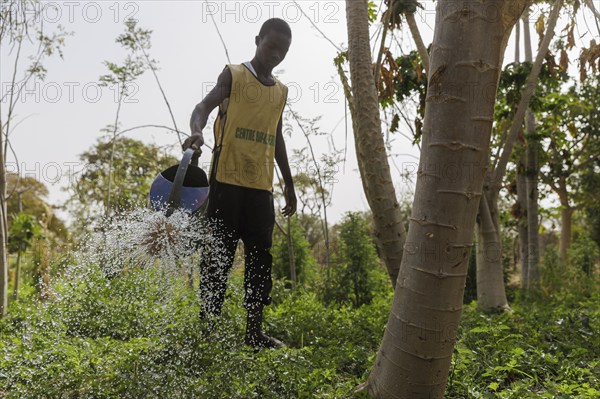 Watering of fields by farmers during organic farming at the agroecological training centre Centre Beo-Noree in Beo-Noree, 04.03.2024.photographed on behalf of the Federal Ministry for Economic Cooperation and Development