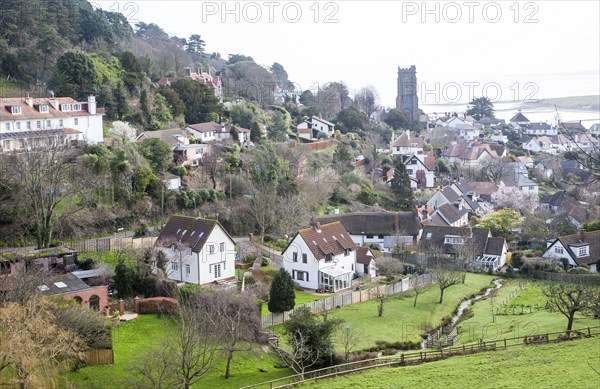 Morning view over houses in Minehead, Somerset, England, United Kingdom, Europe