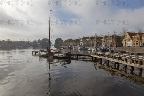 Harbour of Blokzijl, fog, Province of Overijssel, Netherlands