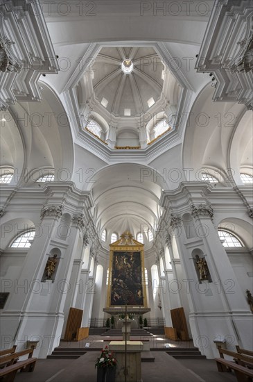 Vault and chancel of the parish church of St John, Hauk Abbey, built in 1691, Bahnhofstr. 4, Würzburg, Lower Franconia, Bavaria, Germany, Europe