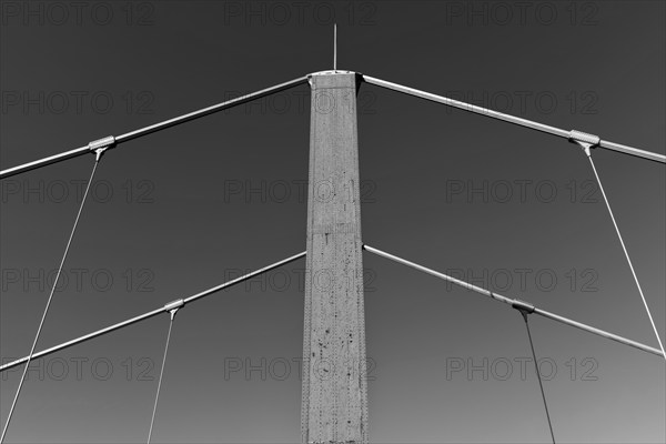 Friedrich Ebert Bridge, pylon, Rhine bridge from 1954, Duisburg, North Rhine-Westphalia, Germany, Europe