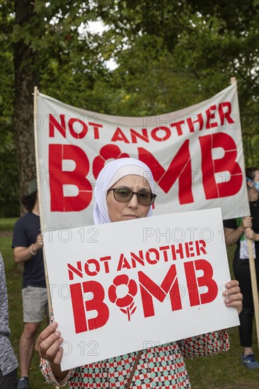 Dearborn, Michigan USA, 17 August 2024, In advance of the Democratic National Convention, activists rallied to demand that 'Not Another Bomb' should be sent for Israel's war in Gaza
