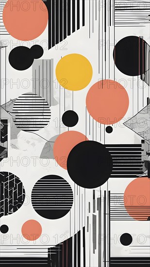 Minimalist illustration featuring abstract shapes in neon colors to convey fun and ease, AI generated