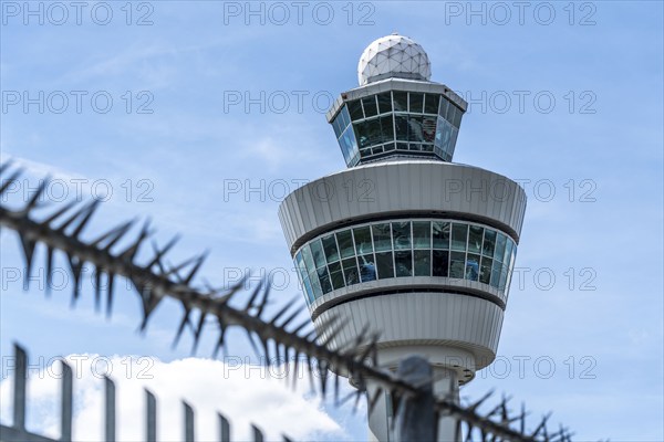 Amsterdam Schiphol Airport, air traffic control tower, radar, security fence, Amsterdam, Netherlands