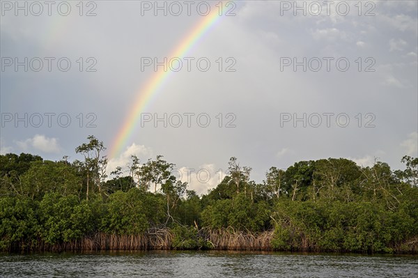 Rainbow over the Iguéla Lagoon, Loango National Park, Parc National de Loango, Ogooué-Maritime Province, Gabon, Africa