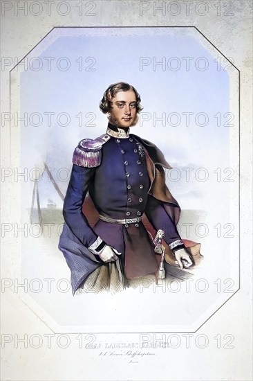 Ladislaus Count Karolyi (born 26 February 1824: died 23 June 1852 in Trieste, Austrian Empire) was a Hungarian imperial and royal naval officer. Naval officer, Historical, digitally restored reproduction from a 19th century original, Record date not stated