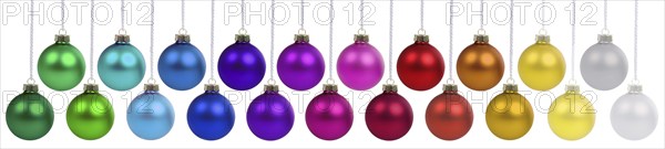 Christmas baubles hanging jewellery banner Christmas baubles decoration cut-out isolated in Stuttgart, Germany, Europe