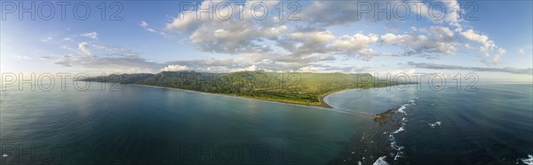 Panorama, aerial view, Marino Ballena National Park, Osa National Park, headland and sea of the South Pacific, Puntarenas Province, Osa, Costa Rica, Central America