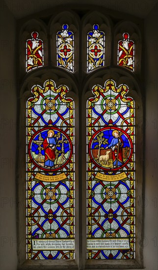 Stained glass window by Thomas Willement, church of Saint Botolph, Burgh, Suffolk, England, UK c 1847