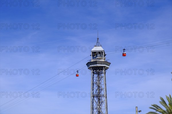 Cable car at the harbour, Port Cable Car, Port Station Telefèric del Port, Barcelona, Catalonia, Spain, Europe