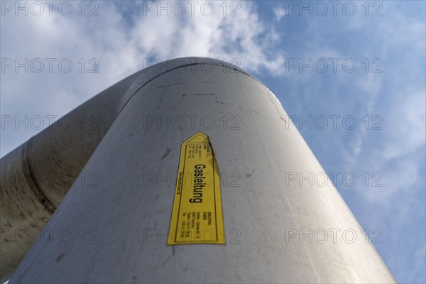 Biogas plant, use of solid manure as an energy source, gas pipelines, on a farm near Lippling, close to Delbrück in the district of Paderborn in East Westphalia, 1.5 megawatts of electrical power, production of district heating for homes in the region, North Rhine-Westphalia, Germany, Europe