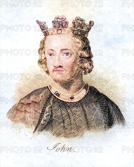 John of England 1166, 1216 English King from the book Crabbs Historical Dictionary from 1825, Historical, digitally restored reproduction from a 19th century original, Record date not stated