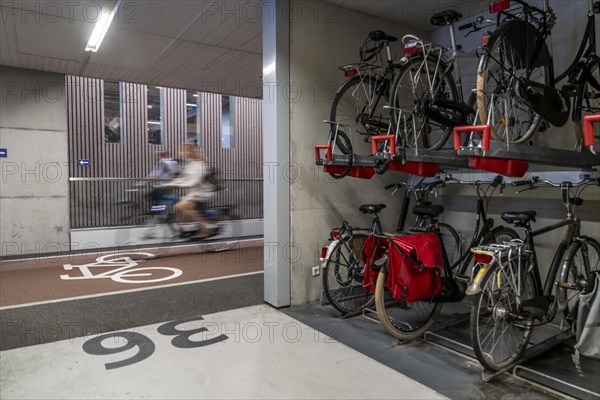 Bicycle car park at Utrecht Centraal railway station, Stationsplein, 3 underground levels, over 13, 000 parking spaces, considered the largest bicycle car park in the world, Utrecht, Netherlands