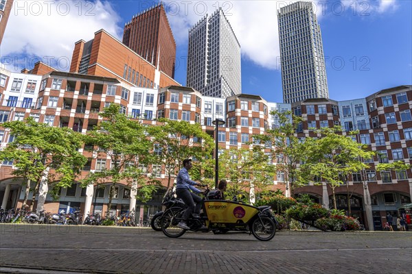 Muzenplein square, residential area in the city centre near Central Station, Skyline, in the city centre of The Hague, Netherlands