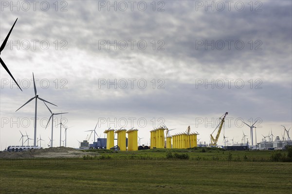 Production of transition pieces for energy generation in Eemshaven, 17 May 2024. Transition pieces are ready for transport to offshore berths