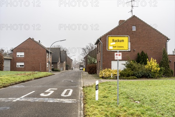 The village of Kuckum, originally intended to make way for the Garzweiler II open-cast lignite mine, remains standing after the coal compromise, but is largely abandoned and empty, North Rhine-Westphalia, Germany, Europe