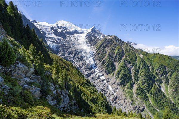 Mountain landscape, view of glacier Glacier de Taconnaz, Chamonix, Haute-Savoie, France, Europe
