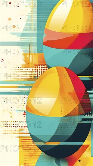Abstract Easter egg design with geometric patterns, bold colors, and a mix of textures, creating a modern and dynamic look, AI generated