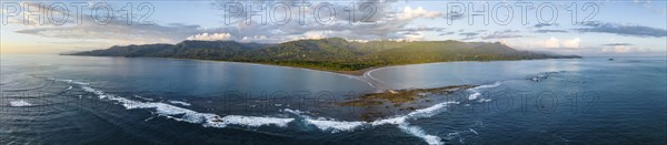 Panorama, aerial view, Marino Ballena National Park, Osa National Park, headland and sea of the South Pacific, Puntarenas Province, Osa, Costa Rica, Central America